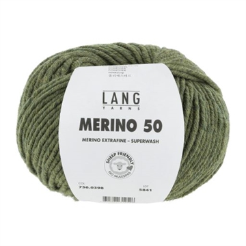 MERINO 50 756.0398 - mørk oliven mélange