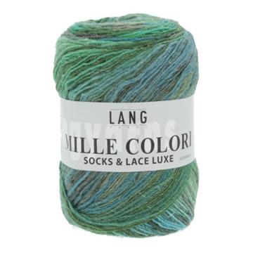 Mille Colori Socks-Lace Luxe 859-0017 grøn-blå-grå