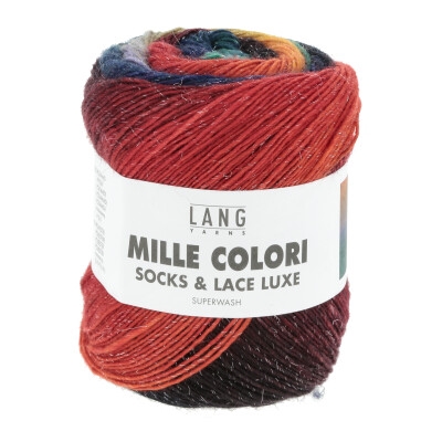Mille Colori Socks-Lace Luxe 859-0208 blå-grøn-rød