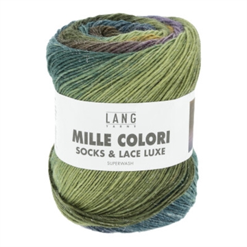 Mille Colori Socks-Lace Luxe 859-0209 oliven-lilla-petrol